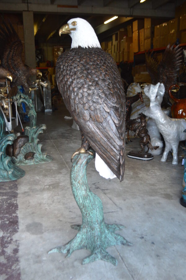 Large Eagle on a branch Bronze Statue -  Size: 29"L x 29"W x 74"H.