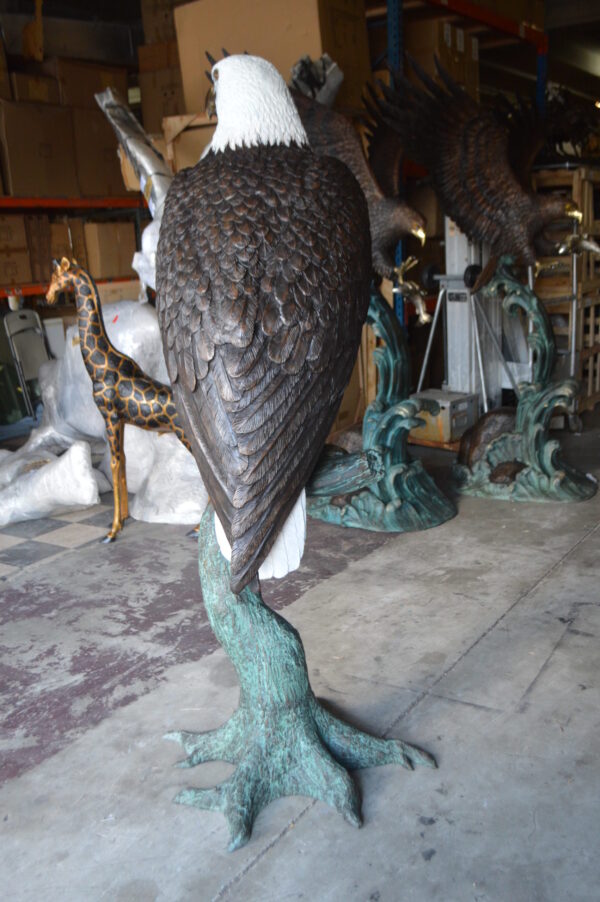 Large Eagle on a branch Bronze Statue -  Size: 29"L x 29"W x 74"H.