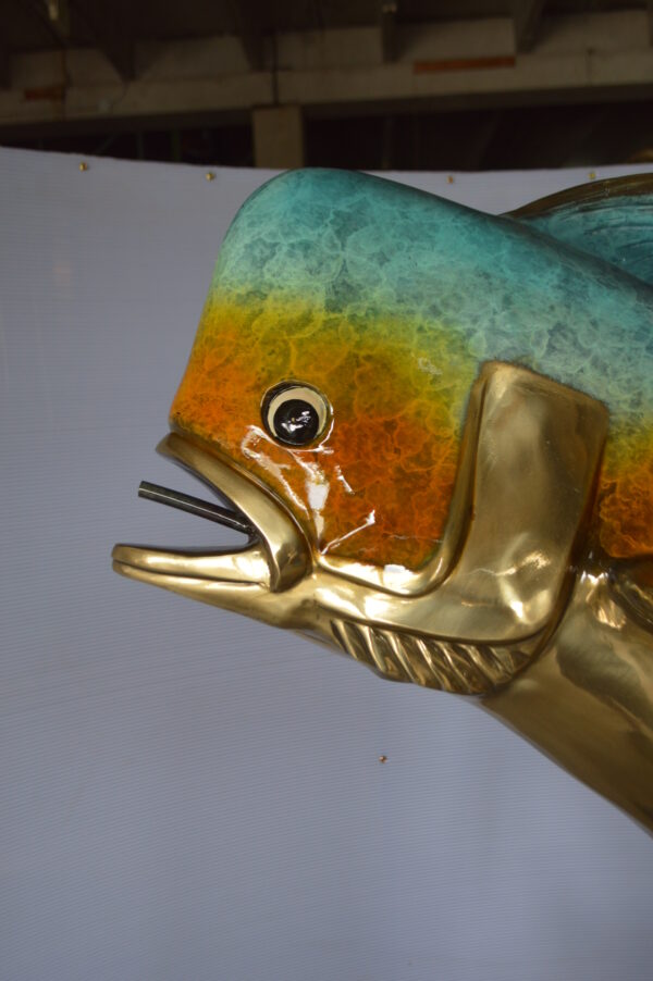 Mahi Mahi -large Fish fountain Bronze Statue  -  Size: 30"L x 32"W x 69"H. - Image 4