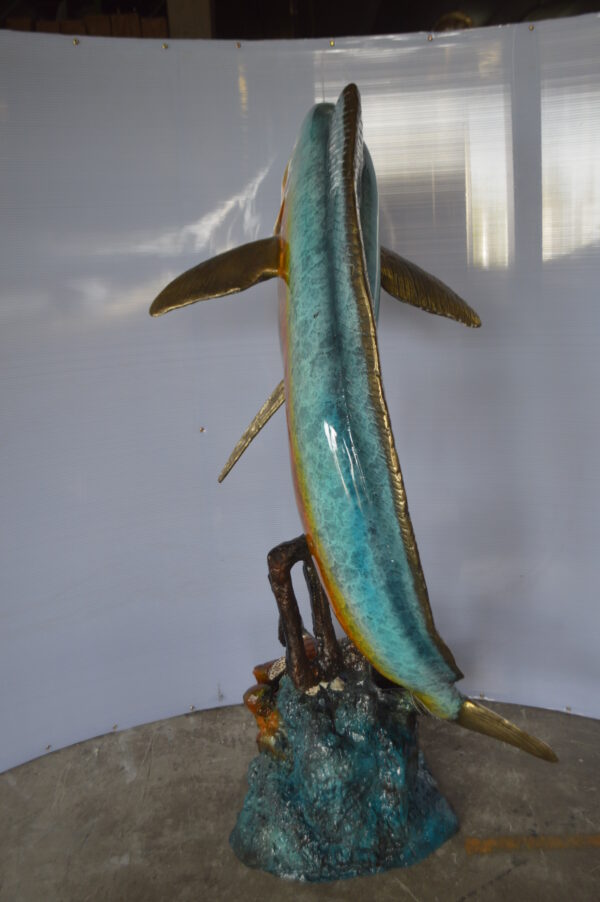 Mahi Mahi -large Fish fountain Bronze Statue  -  Size: 30"L x 32"W x 69"H. - Image 8