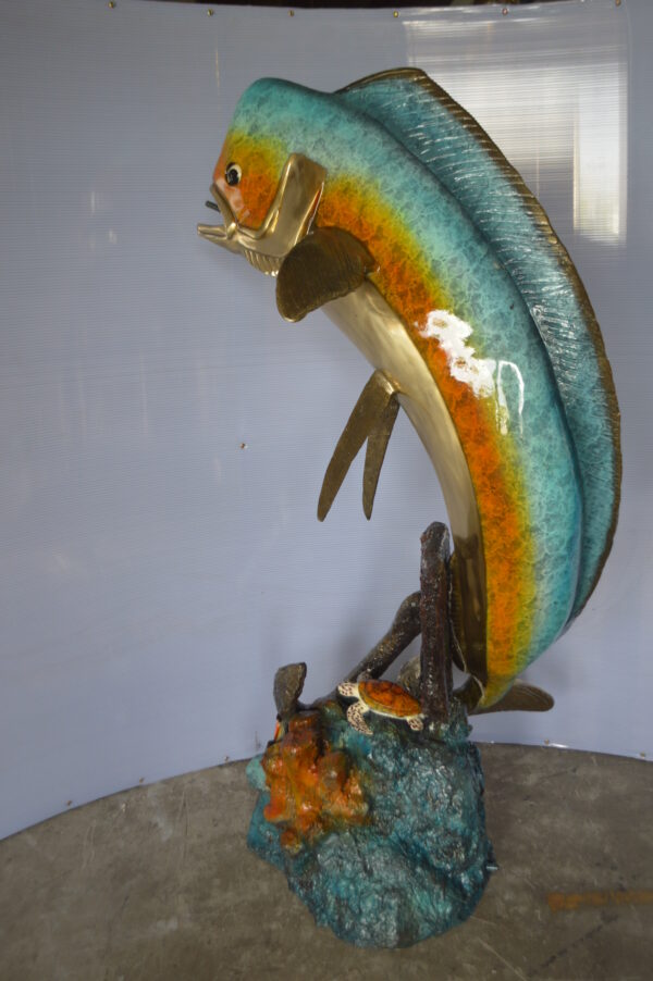 Mahi Mahi -large Fish fountain Bronze Statue  -  Size: 30"L x 32"W x 69"H. - Image 10