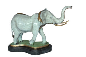 Elephant Medium Bronze Statue -  Size: 26"L x 8"W x 17"H.