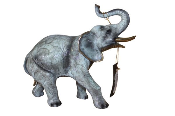 Elephant with trunk up -  Statue -  Size: 13.5"L x 5"W x 12"H.