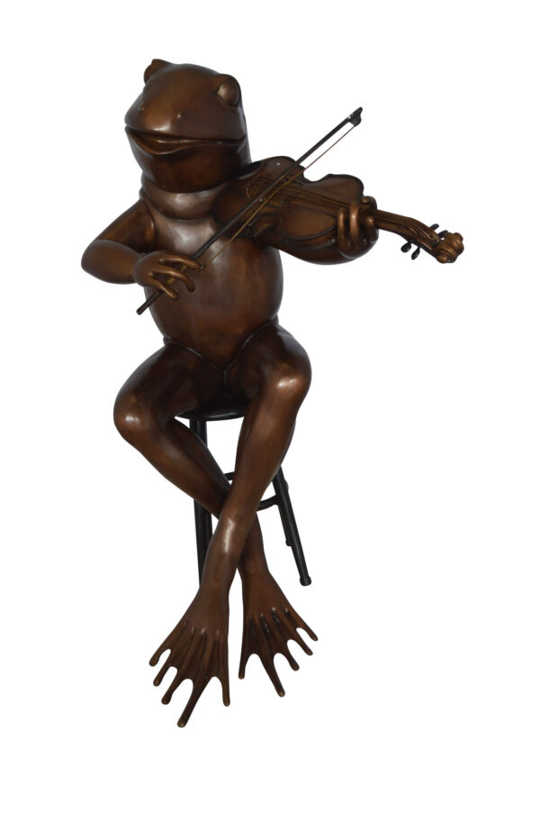 Frog plays violin Bronze Statue -  Size: 29"L x 18"W x 29"H.
