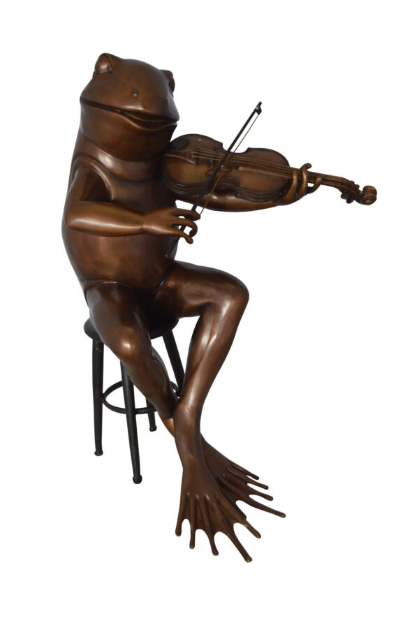 Frog plays violin Bronze Statue -  Size: 29"L x 18"W x 29"H.