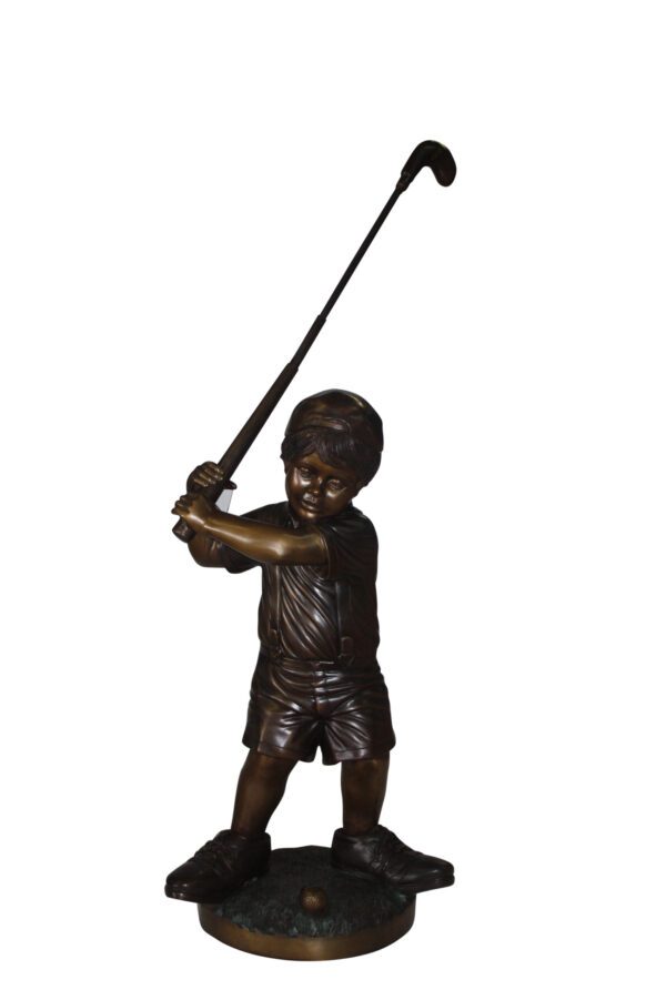 Golfer Boy Bronze - Big shoes -  Size: 18"L x 14"W x 49"H.