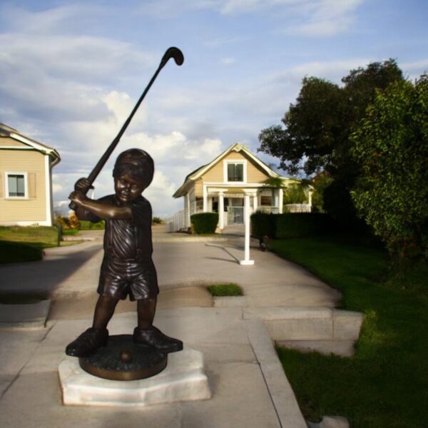 Golfer Boy Bronze Statue - Big shoes - Image 2