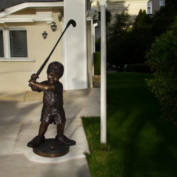 Golfer Boy Bronze Statue - Big shoes - Image 3