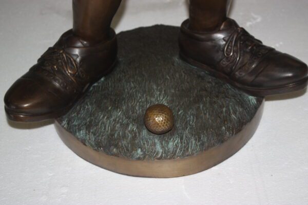 Golfer Boy Bronze - Big shoes -  Size: 18"L x 14"W x 49"H.