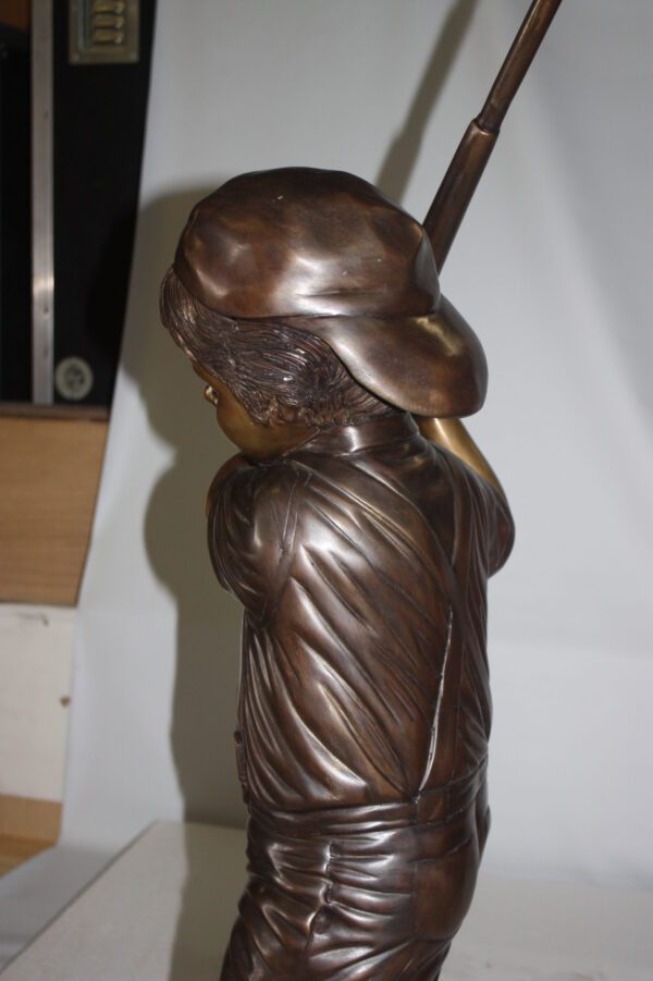 Golfer Boy Bronze - Big shoes -  Size: 18"L x 14"W x 49"H.