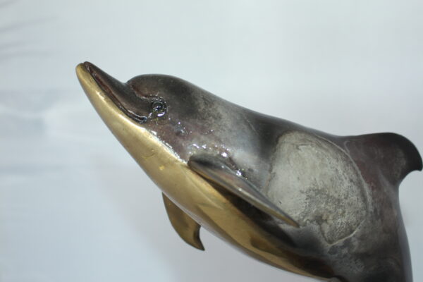 Two Dolphins with Turtle bronze statue -  Size: 14"L x 8"W x 28"H.