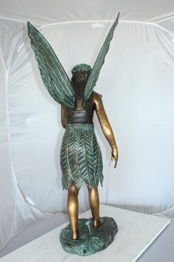 Angel holding a shell Bronze Statue - Fountain -  Size: 18"L x 12"W x 43"H.