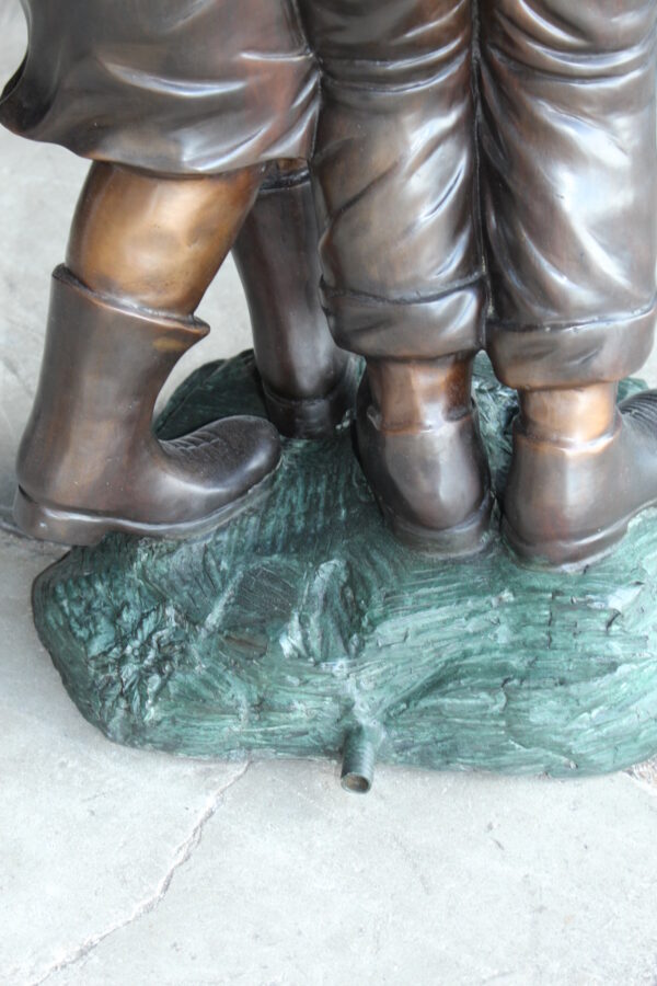 Two Kids Holding an Umbrella - Bronze Statue - Fountain -  90"L x 34"W x 90"H.