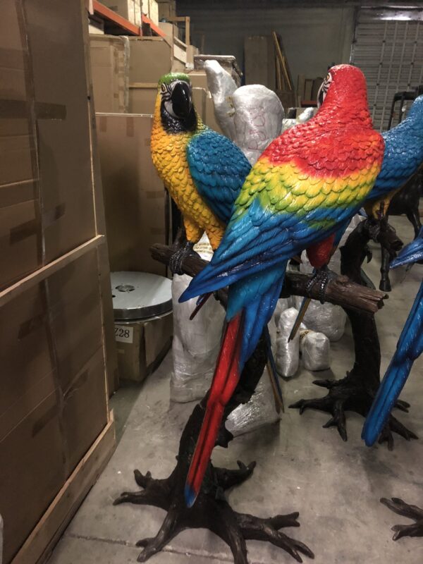 Pair of Parrots on a tree - Bronze Statue -  Size: 43"L x 28"W x 67"H. - Image 3