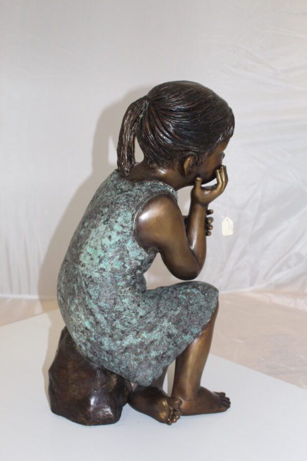 Girl in the sun -Sunny day Bronze Statue -  Size: 10"L x 11"W x 21"H.