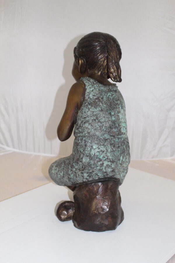 Girl in the sun -Sunny day Bronze Statue -  Size: 10"L x 11"W x 21"H.