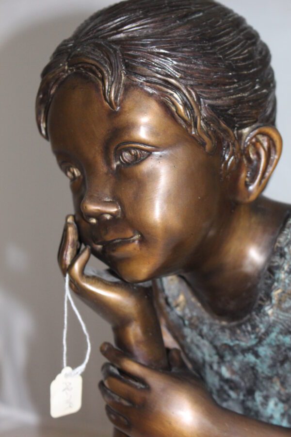 Girl in the sun -Sunny day Bronze Statue -  Size: 10"L x 11"W x 21"H.