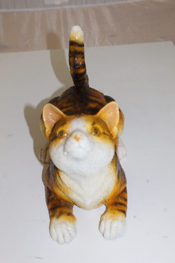 Squat cat Bronze Statue -  Size: 12"L x 6"W x 9"H.