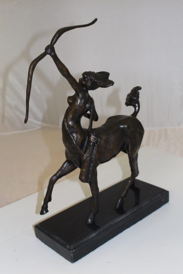 horse woman shooting an arrow Bronze Statue -  Size: 14"L x 6"W x 20"H.