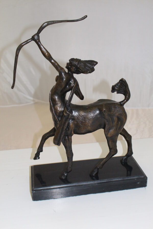 horse woman shooting an arrow Bronze Statue -  Size: 14"L x 6"W x 20"H.