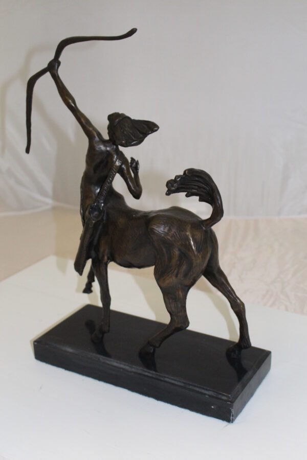 horse woman shooting an arrow Bronze Statue -  Size: 14"L x 6"W x 20"H.