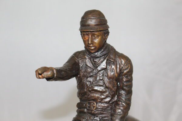 Hunter with 3 dogs Bronze Statue -  Size: 26"L x 8"W x 19"H.