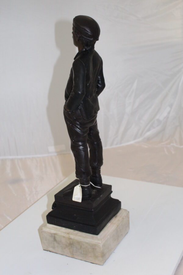 Boy standing Bronze Statue -  Size: 7.5"L x 7.5"W x 23.5"H.