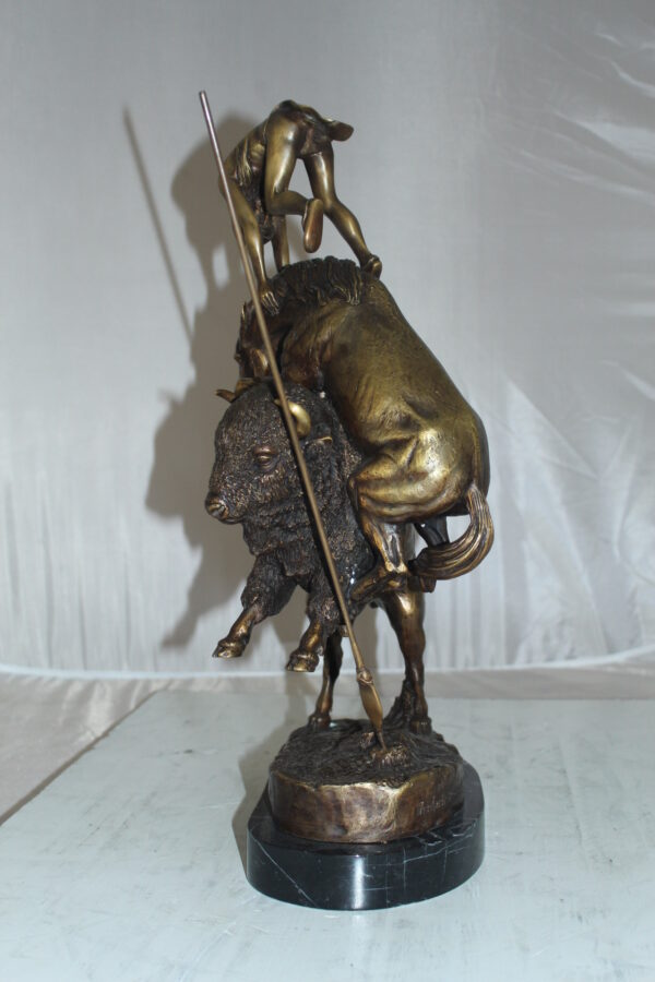 Buffalo Horse by Remington Bronze Statue -  Size: 14"L x 6"W x 20"H.