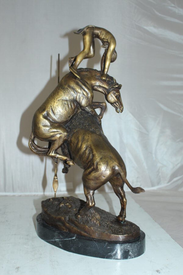 Buffalo Horse by Remington Bronze Statue -  Size: 14"L x 6"W x 20"H.