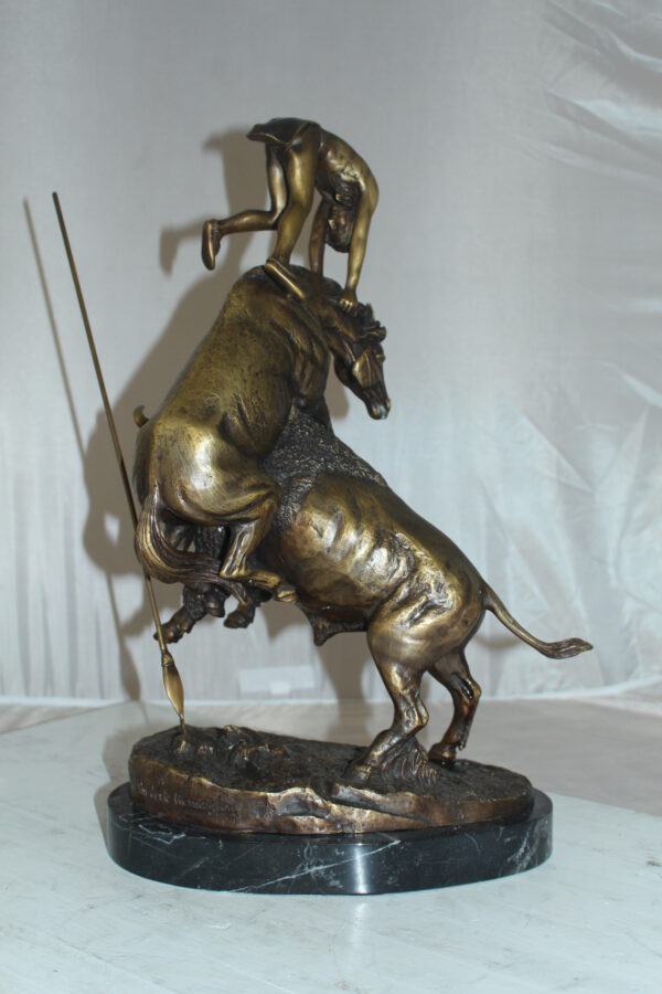 Buffalo Horse by Remington Bronze Statue -  Size: 14"L x 6"W x 20"H.