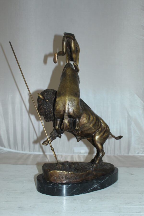 Buffalo Horse by Remington Bronze Statue -  Size: 14"L x 6"W x 20"H.