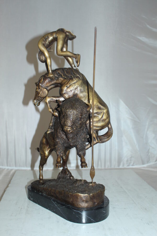 Buffalo Horse by Remington Bronze Statue -  Size: 14"L x 6"W x 20"H.