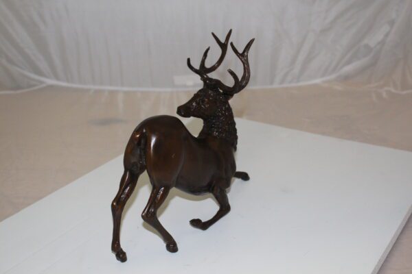 Deer Bronze Statue -  Size: 12"L x 5"W x 10.5"H.