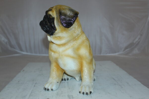 Pug Dog Bronze Statue -  Size: 12"L x 6"W x 11"H.