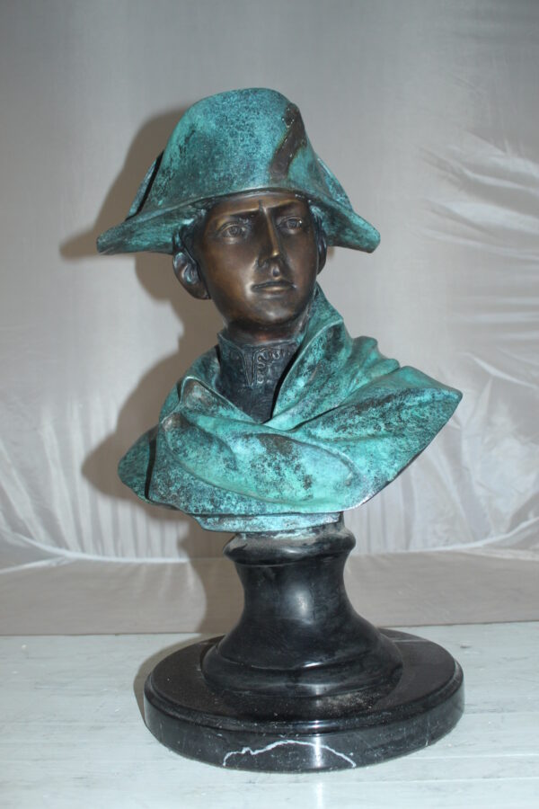 Napoleon Bust Bronze Statue -  Size: 14"L x 12"W x 24"H.