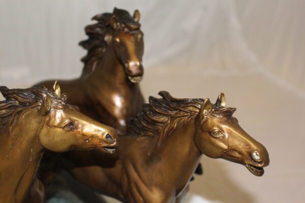 Four horses running Bronze Statue -  Size: 20"L x 14"W x 12"H.