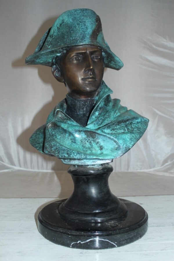 Napoleon Bust Bronze Statue -  Size: 14"L x 12"W x 24"H.