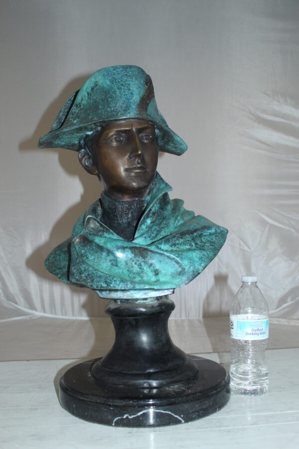 Napoleon Bust Bronze Statue -  Size: 14"L x 12"W x 24"H.