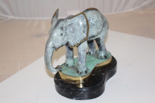 Elephant Bronze Statue -  Size: 11"L x 8"W x 10"H.