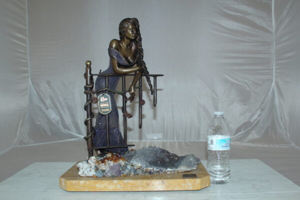 Judith Bronze Statue on Amethyst stone by Vidal -  Size: 16"L x 10"W x 18"H.