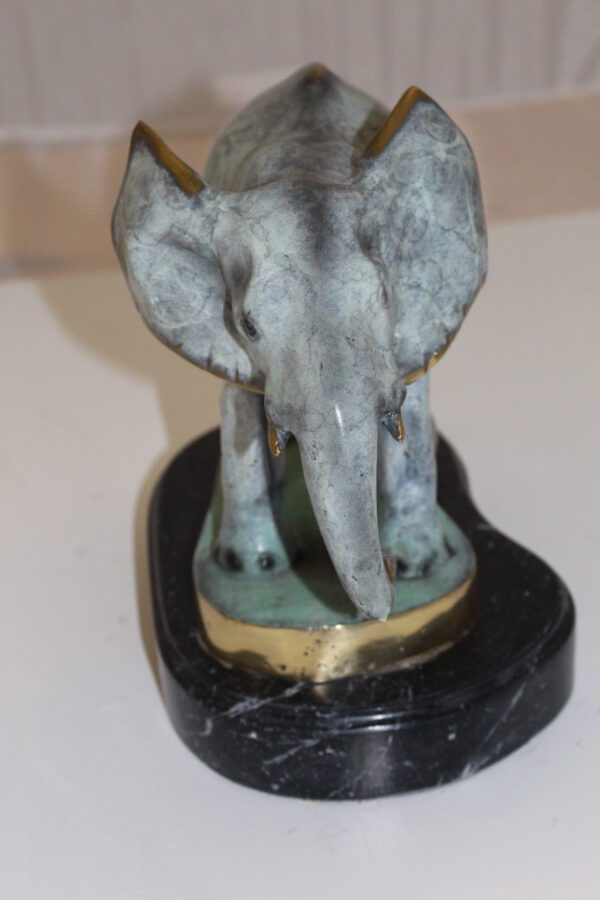 Elephant Bronze Statue -  Size: 11"L x 8"W x 10"H.