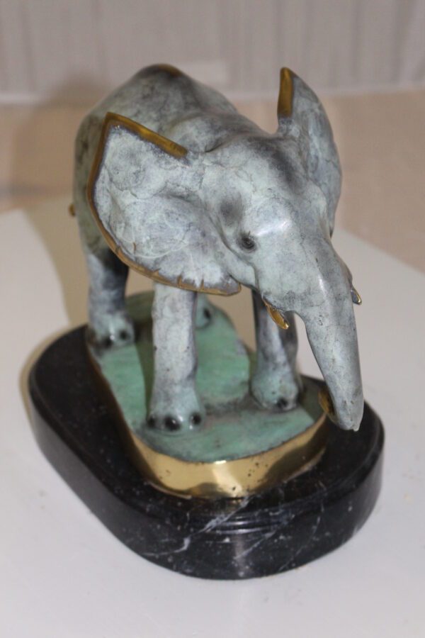 Elephant Bronze Statue -  Size: 11"L x 8"W x 10"H.