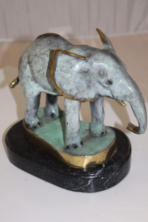 Elephant Bronze Statue -  Size: 11"L x 8"W x 10"H.