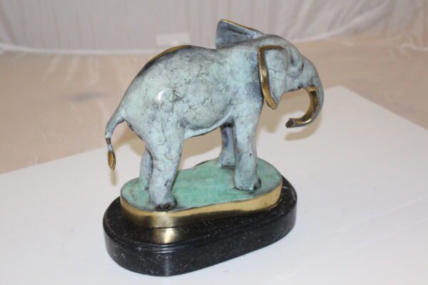 Elephant Bronze Statue -  Size: 11"L x 8"W x 10"H.