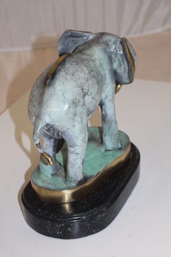 Elephant Bronze Statue -  Size: 11"L x 8"W x 10"H.