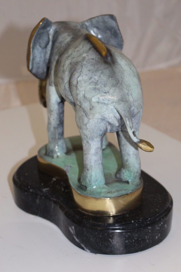 Elephant Bronze Statue -  Size: 11"L x 8"W x 10"H.