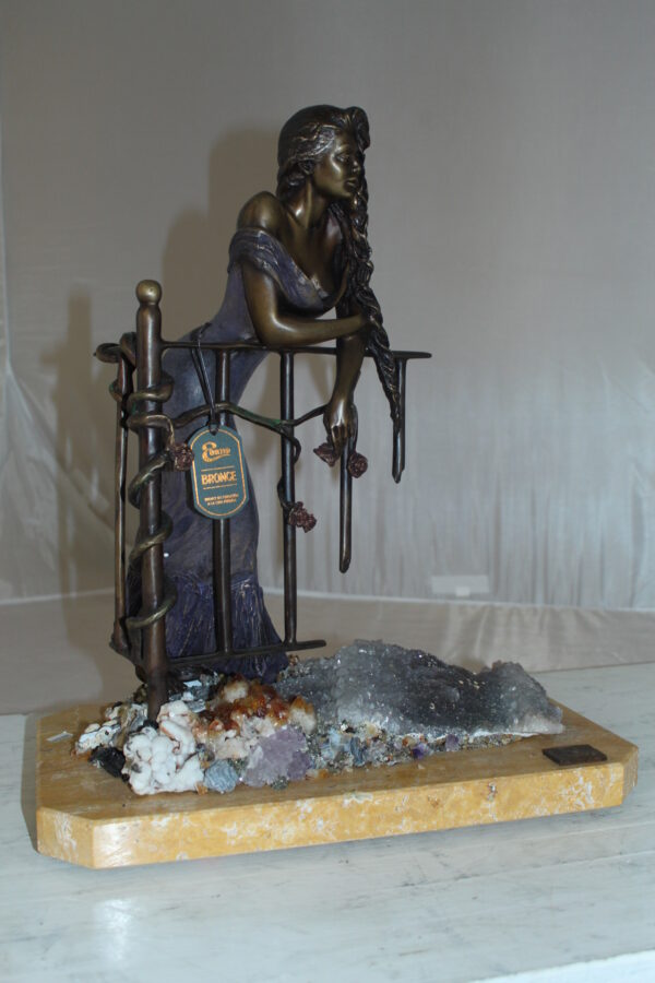 Judith Bronze Statue on Amethyst stone by Vidal -  Size: 16"L x 10"W x 18"H.