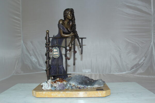 Judith Bronze Statue on Amethyst stone by Vidal -  Size: 16"L x 10"W x 18"H.