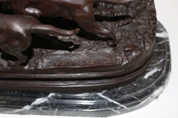 Hunting man on horse Bronze Statue -  Size: 16"L x 8"W x 14"H.