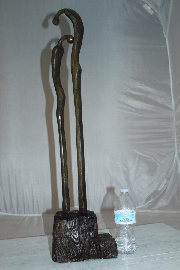 Male Female Abstract Bronze Statue -  Size: 6"L x 8"W x 31"H.